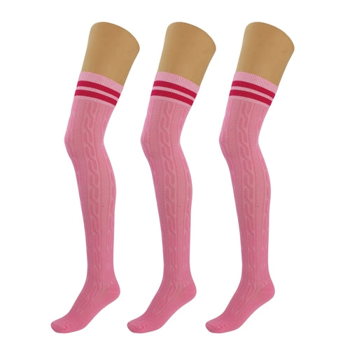 3 Pairs Over Knee Thigh High Socks for Women US Size 5-10 Warm Boot