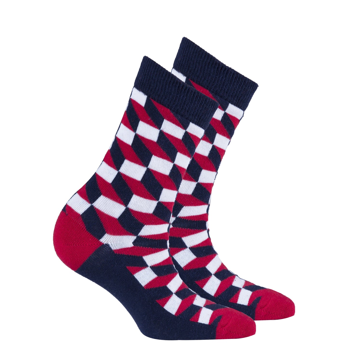 Women's Navy-Red Block Socks