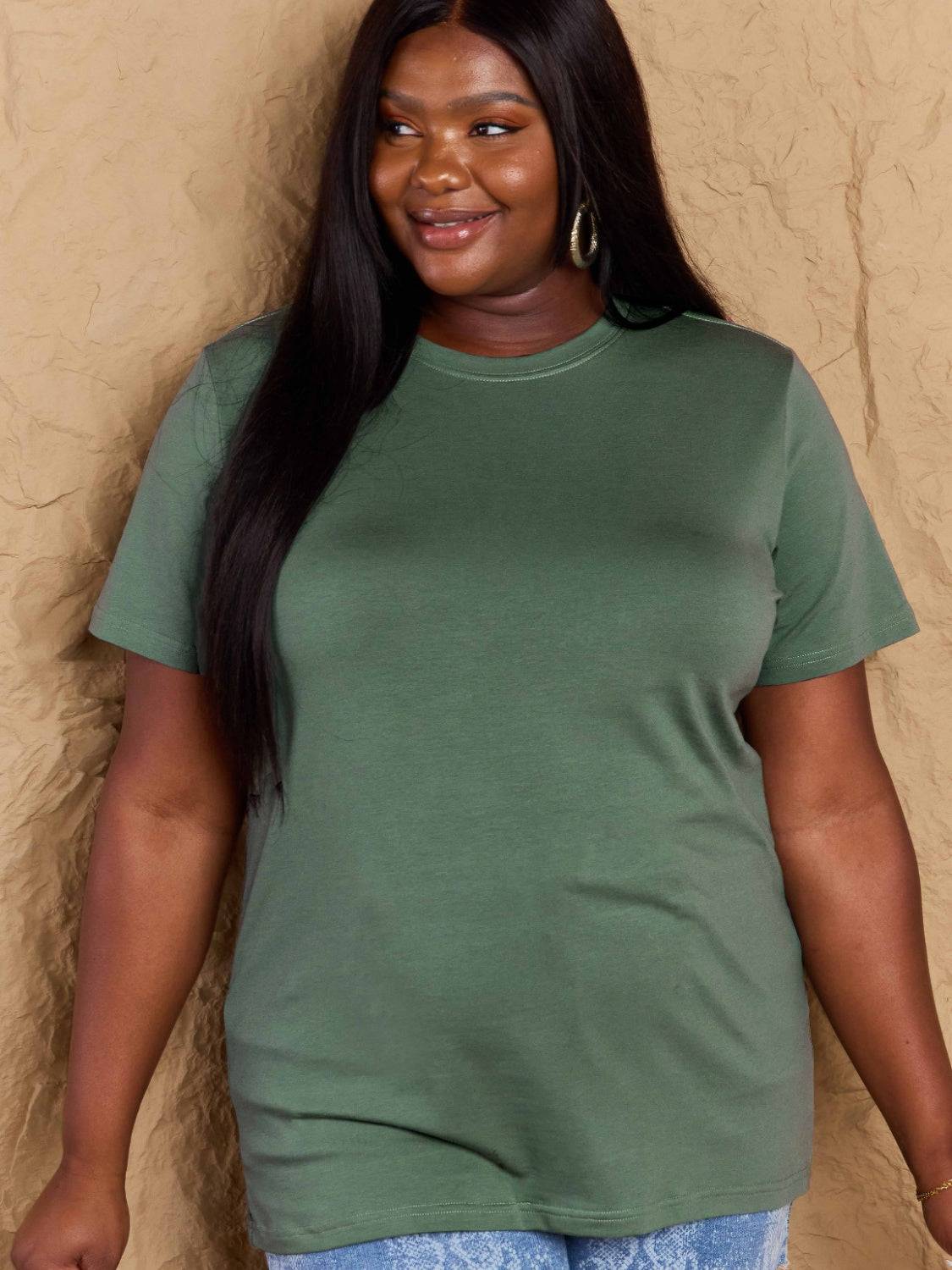 Full Size Round Neck Short Sleeve T-Shirt - Clothes For Her Online Store