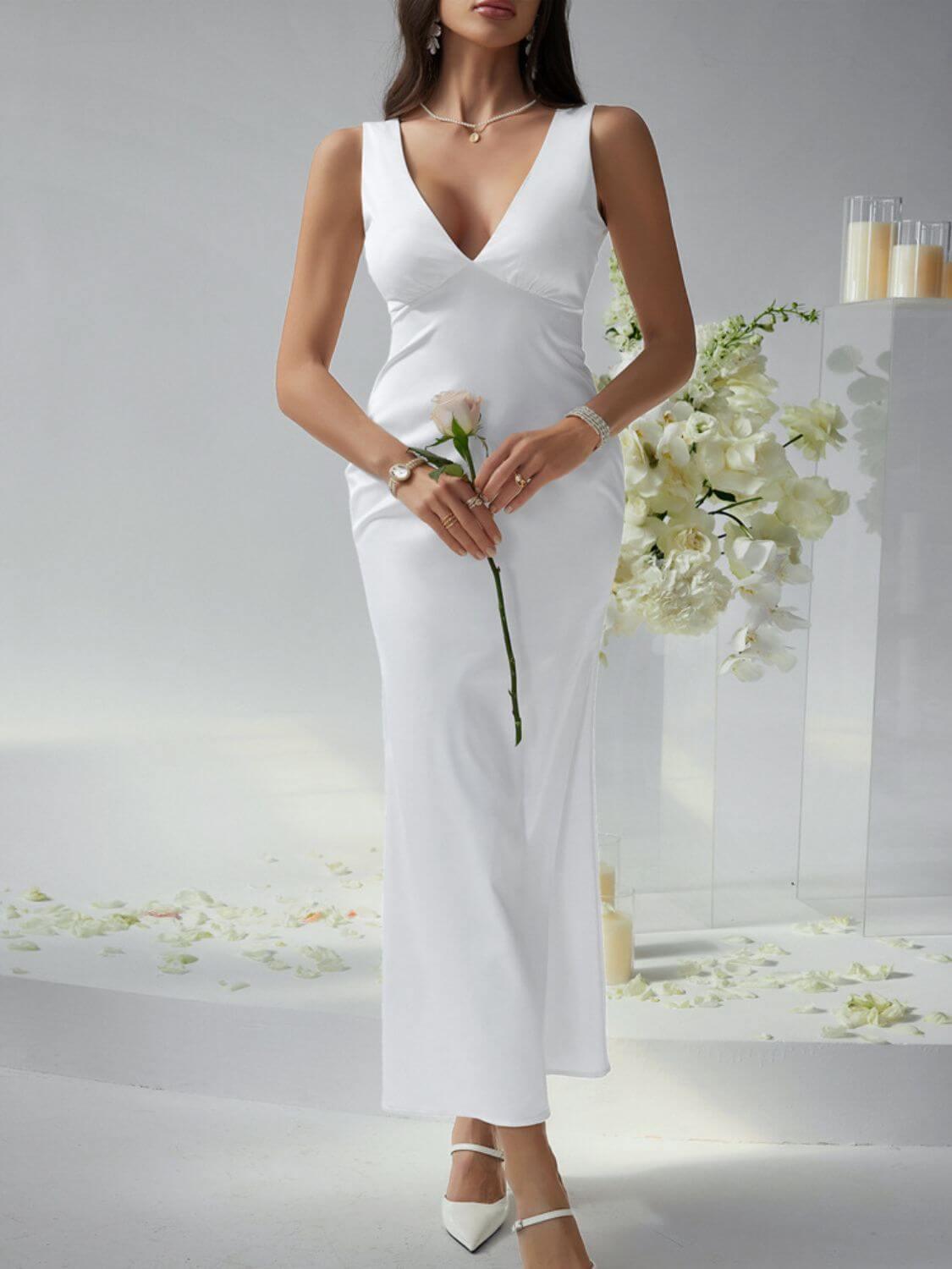 Devine Plunge Sleeveless Maxi Dress