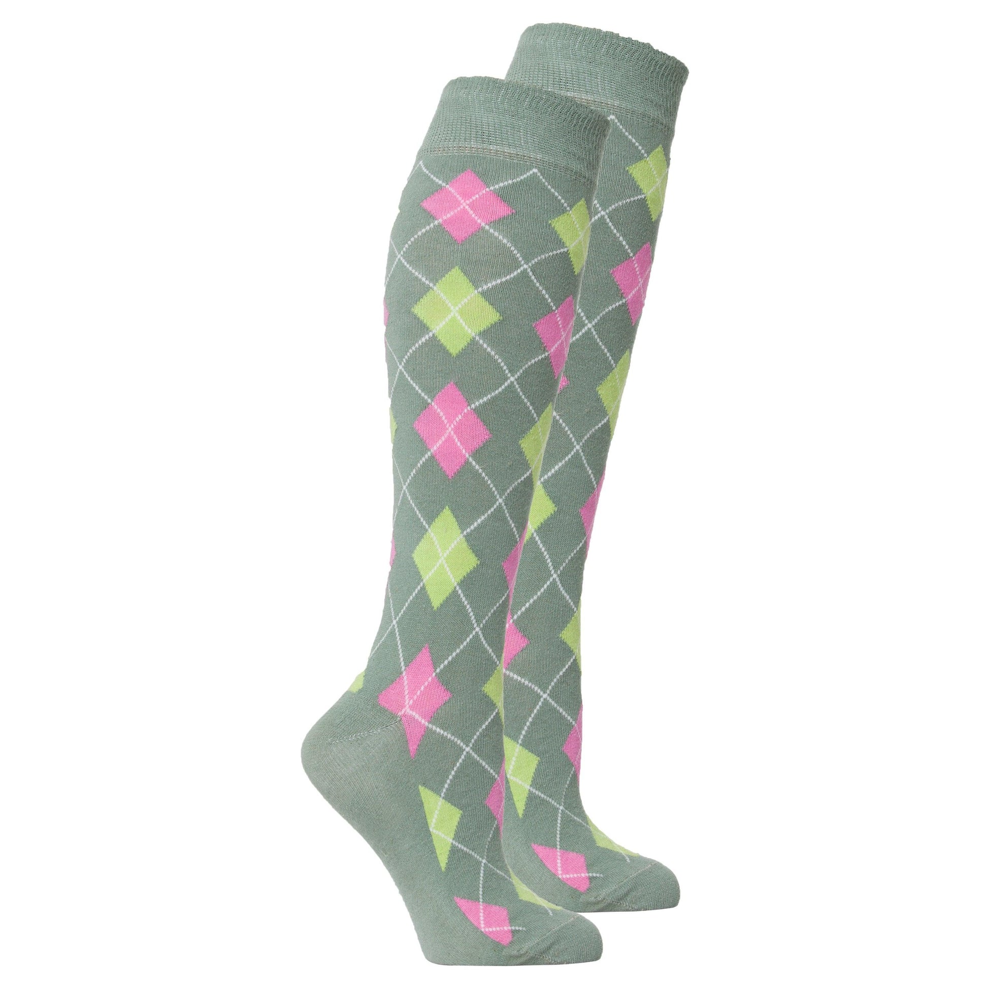 Women's Basil Argyle Knee High Socks