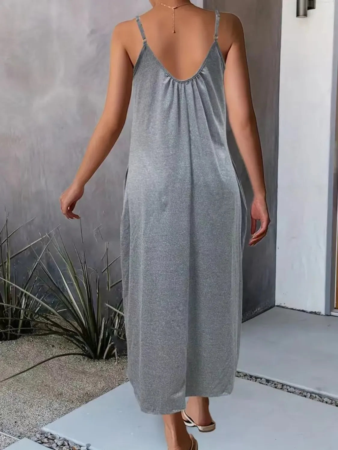 Full Size Scoop Neck Cami Dress with Pockets Plus Size
