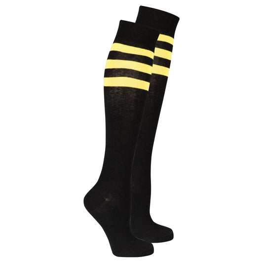 Women's Black Lemon Stripe Knee High SocksClothes For Her Online Store