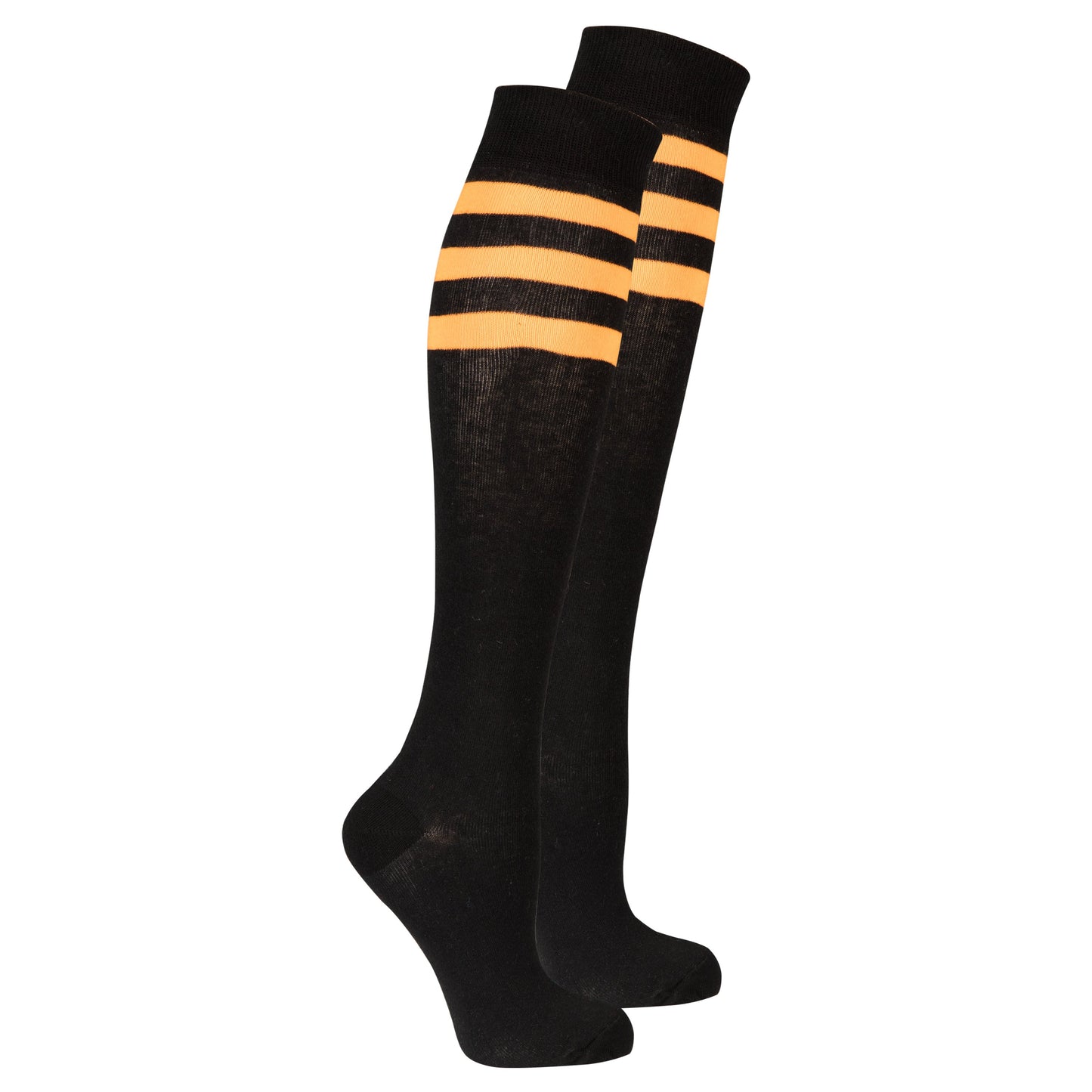 Women's Black Pumpkin Stripe Knee High Socks