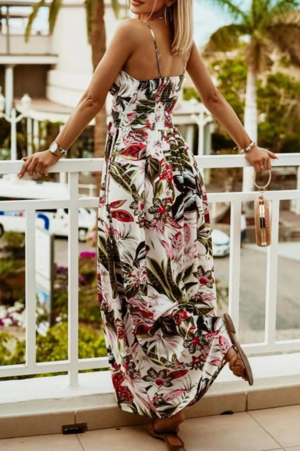 Printed Spaghetti Strap Maxi Dress