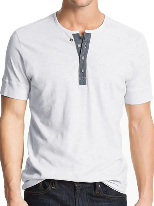 Men's Classic Button Detail Henley Polo T-Shirt