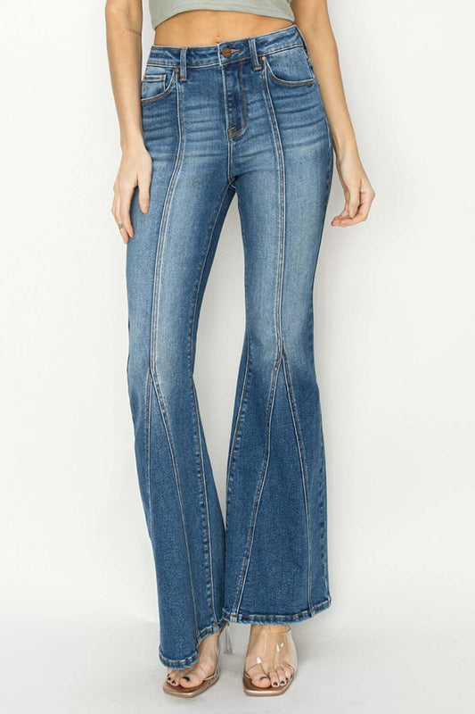 RISEN Full Size High Rise Front Seam Detailed Flare Jeans - Clothes For Her Online Store