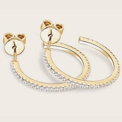 Inlaid Moissanite 925 Sterling Silver C-Hoop Earrings - Clothes For Her Online Store