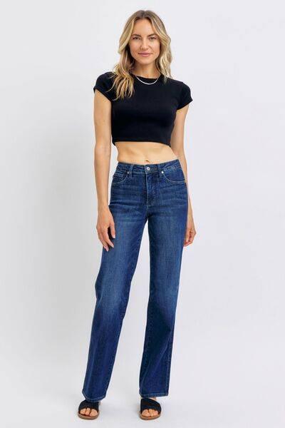 Judy Blue Full Size Tummy Control Straight Jeans Plus Size - Clothes For Her Online Store
