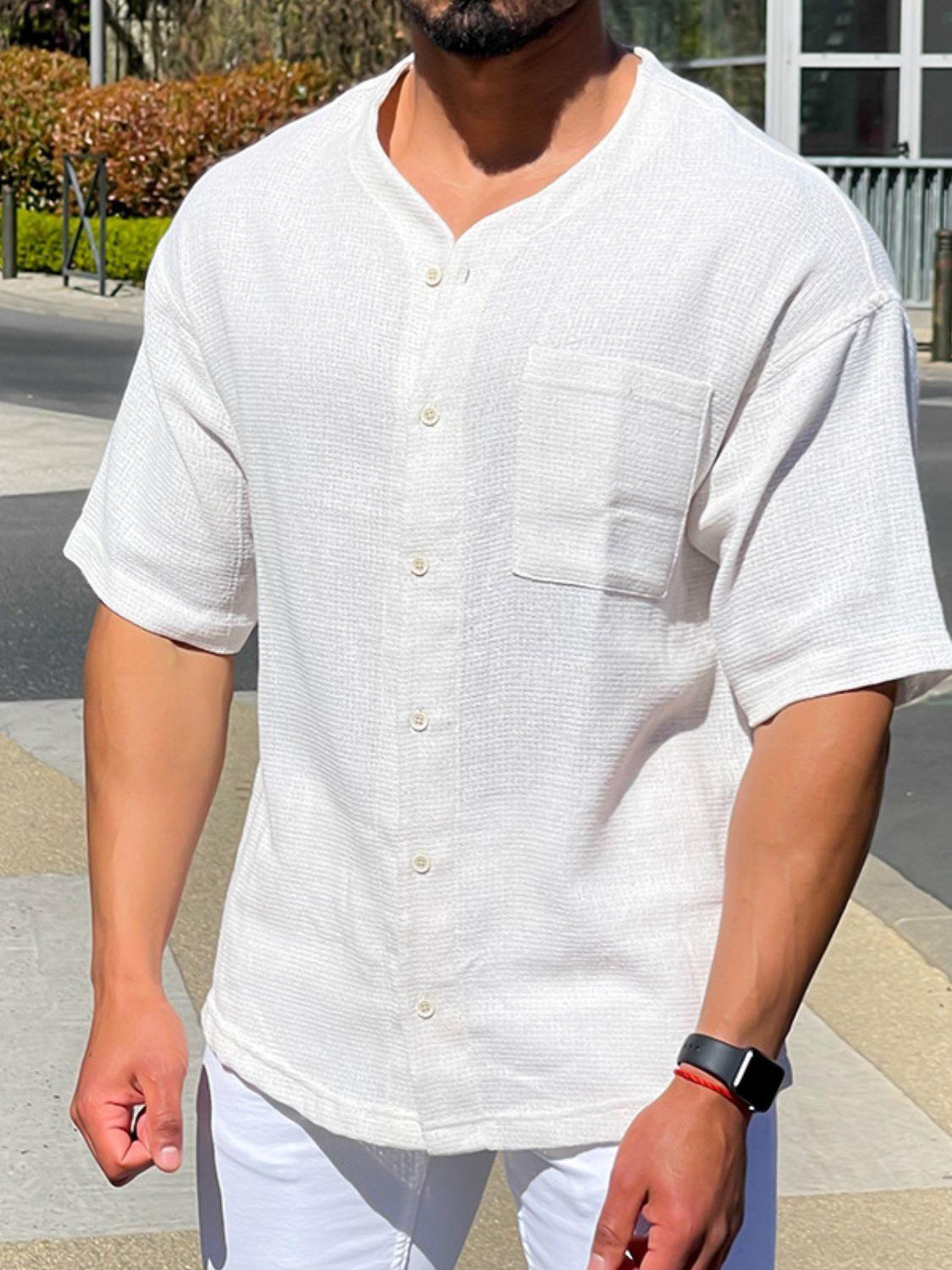 Men's Plus Size Chest Pocket Button Down Shirt