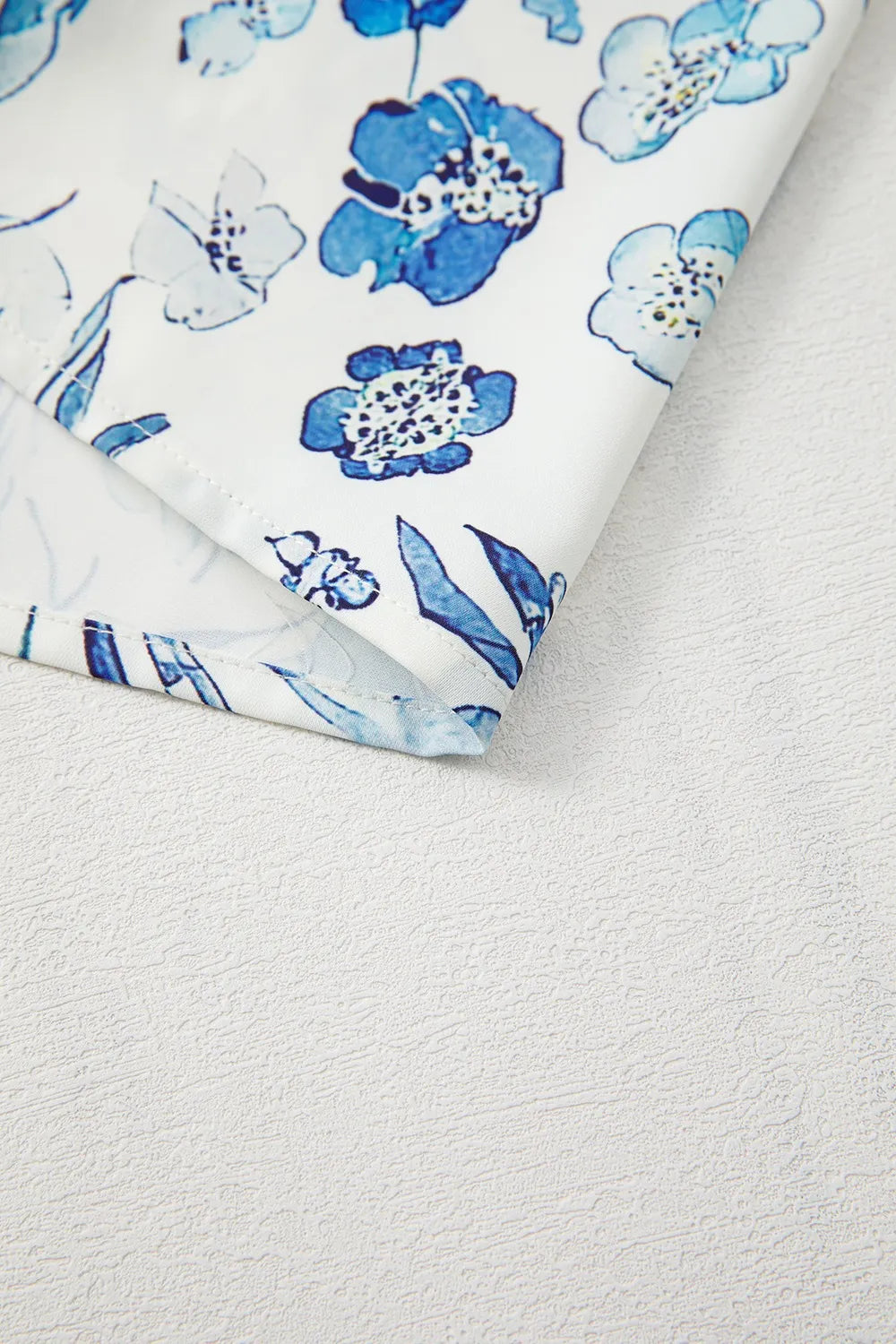 Floral Print Ruffled Short Sleeve Blouse