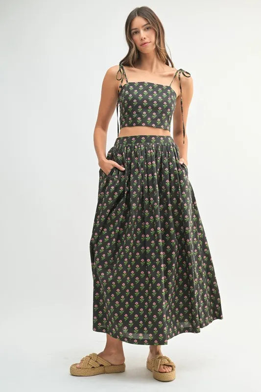 MABLE Floral Crop Top and Skirt Set - Clothes For Her Online Store