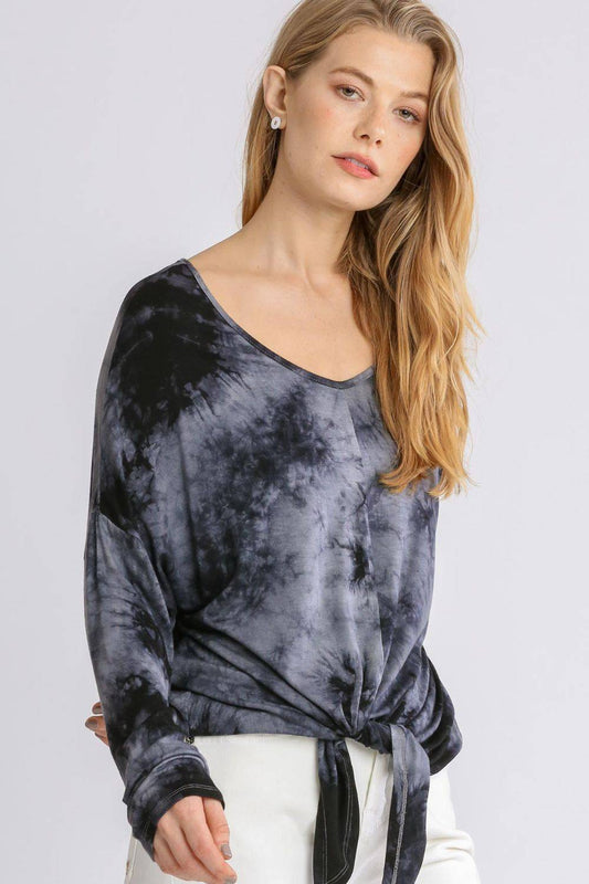 Umgee Full Size Tie Dye Lightweight Long Sleeve Top Plus Size - Clothes For Her Online Store