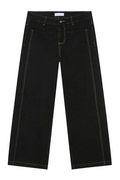 Straight Leg Jeans with Stitch Detail