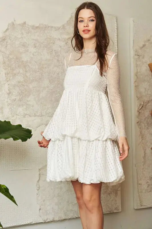Davi & Dani Checker Print Side Pockets Textured Mini Dress - Clothes For Her Online Store