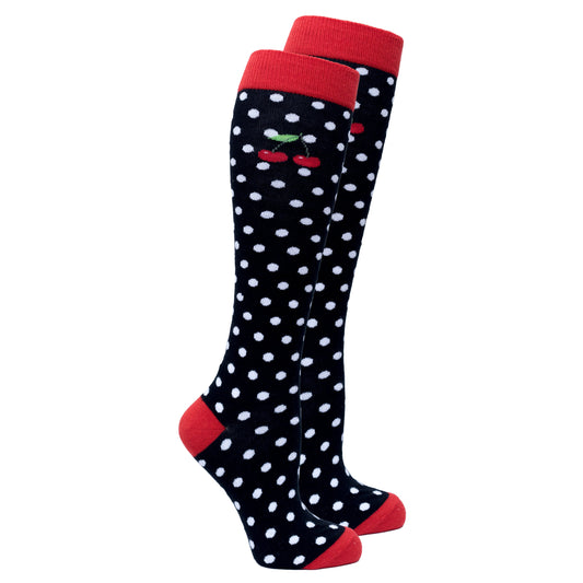 Women's Cherry Dot Knee High Socks