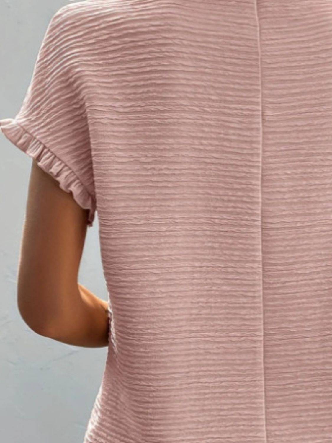 Texture Round Neck Short Sleeve T-Shirt