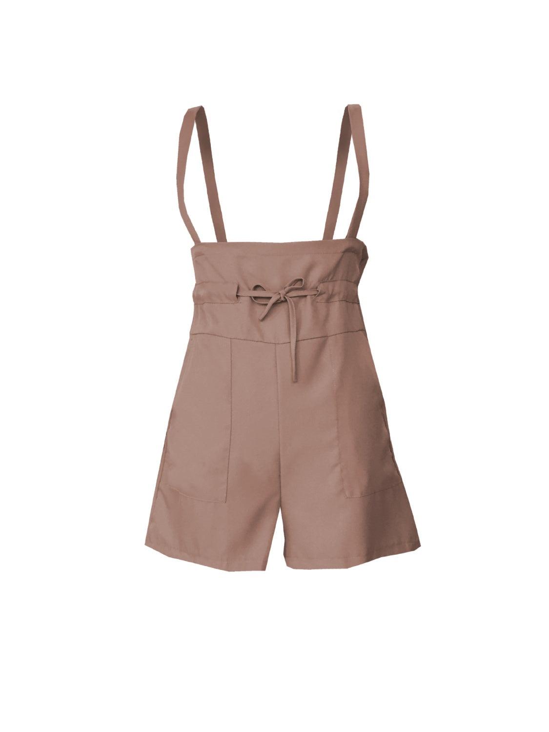 Drawstring Wide Strap Overalls with Pockets - Clothes For Her Online Store