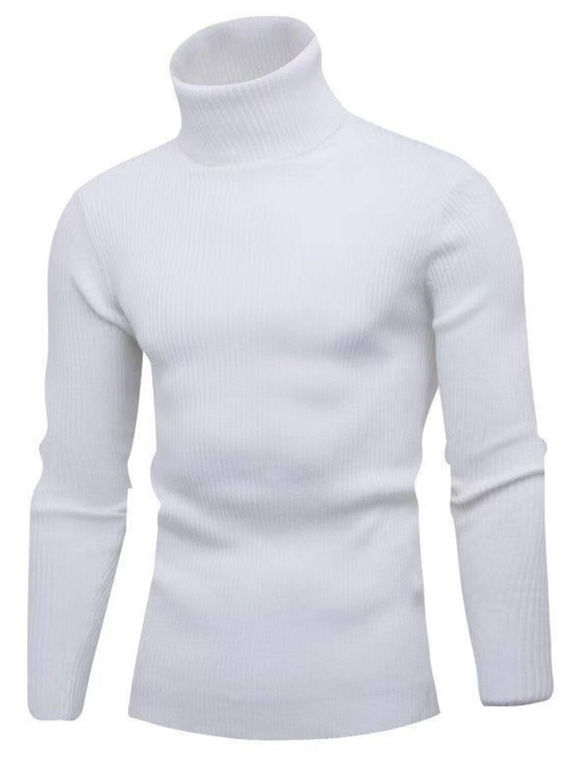 Men's Turtleneck Long Sleeve Ribbed Sweater