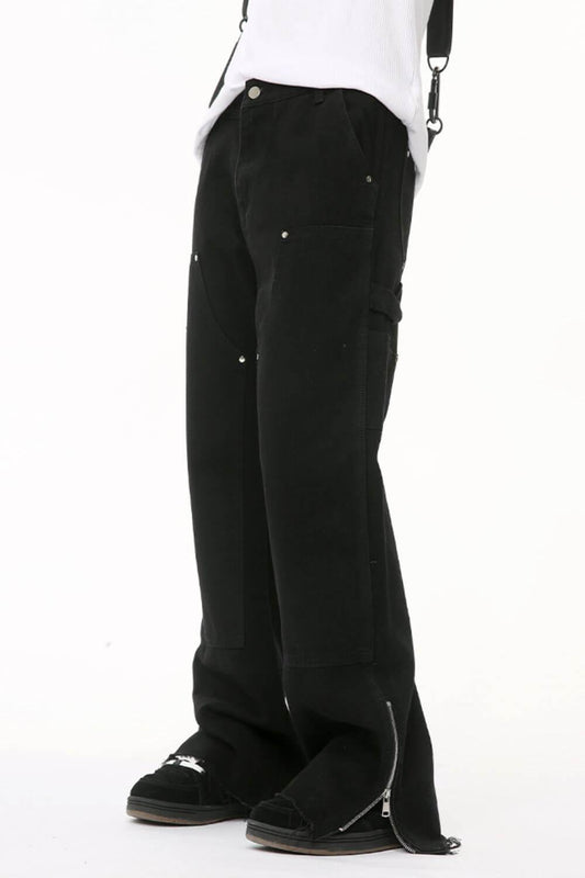 Men's Raw Hem Bootcut Jeans with Zip-Up Sides - Clothes For Her Online Store