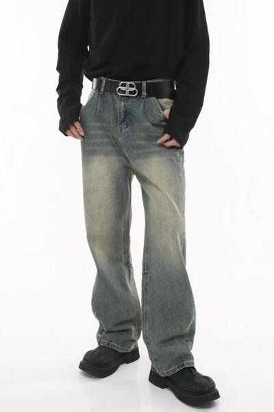 Wide Leg Men's Jeans with Pockets