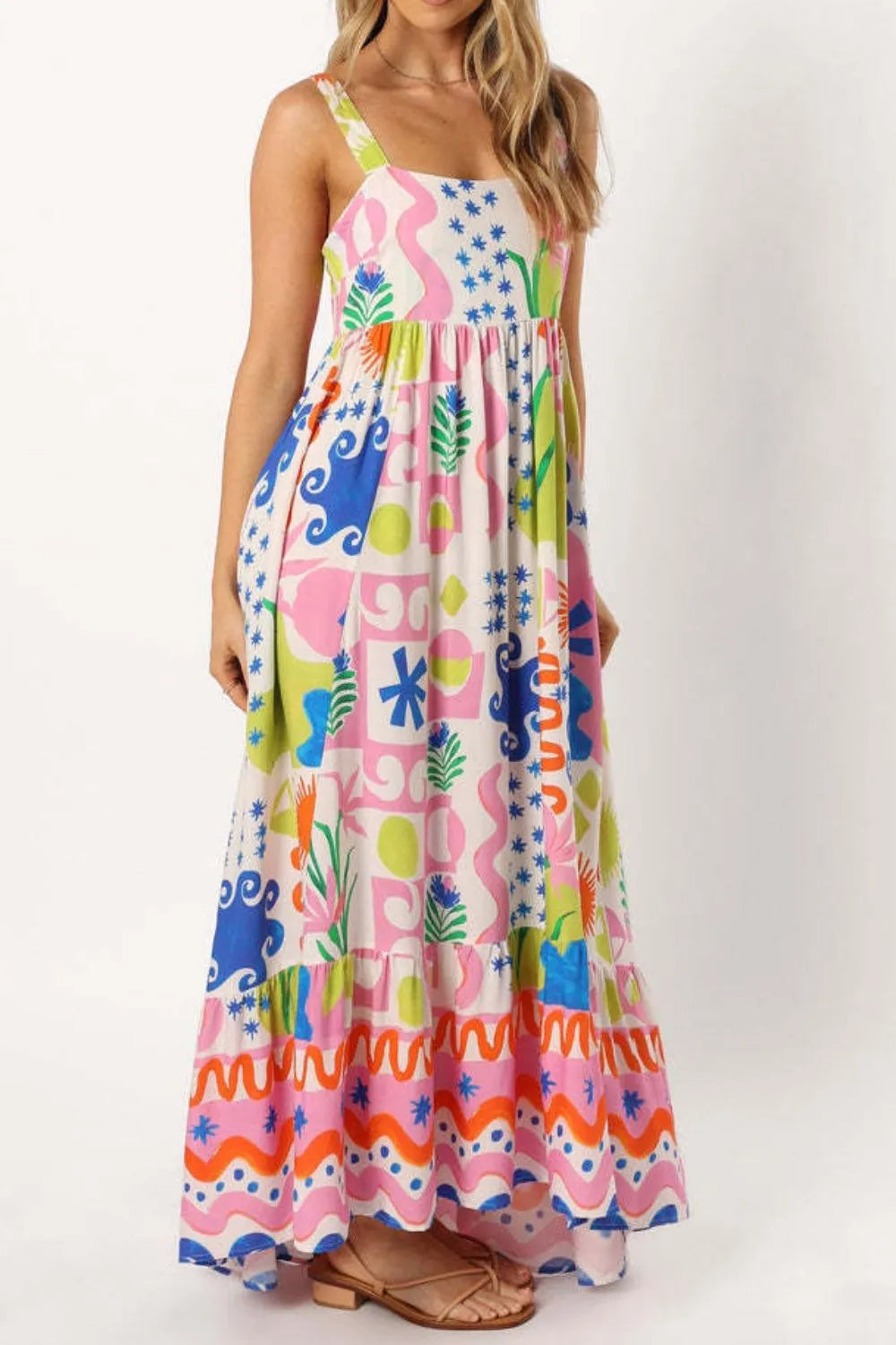 Floral Print Spaghetti Strap Summer Maxi Dress