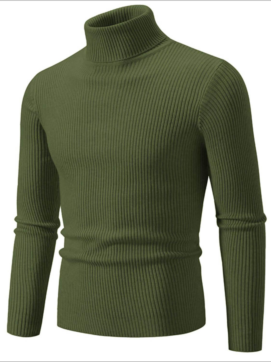 Men's Turtleneck Long Sleeve Ribbed Sweater