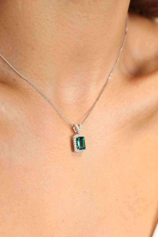 Adored 1.25 Carat Lab-Grown Emerald Pendant Necklace - Clothes For Her Online Store