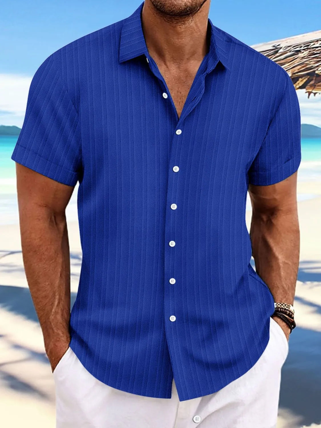 Men's Full Size Button Up Short Sleeve Shirt Plus Size