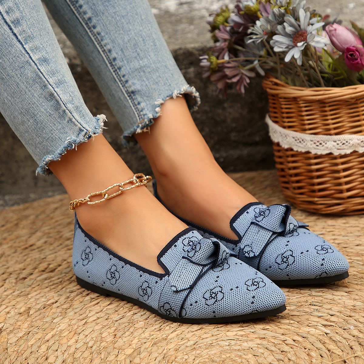 Mesh Point Toe Flat Slip-Ons