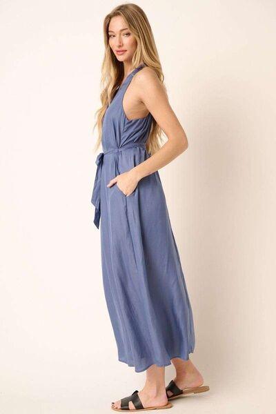 Mittoshop Cross Back Belted V Neck Tank Maxi Dress - Clothes For Her Online Store