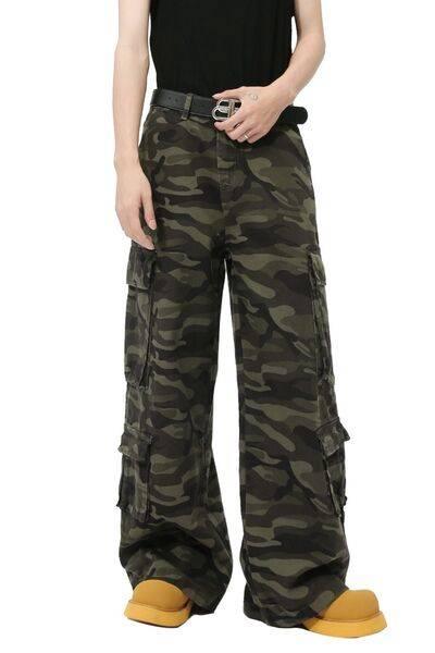 Camouflage Jeans with Cargo Pockets