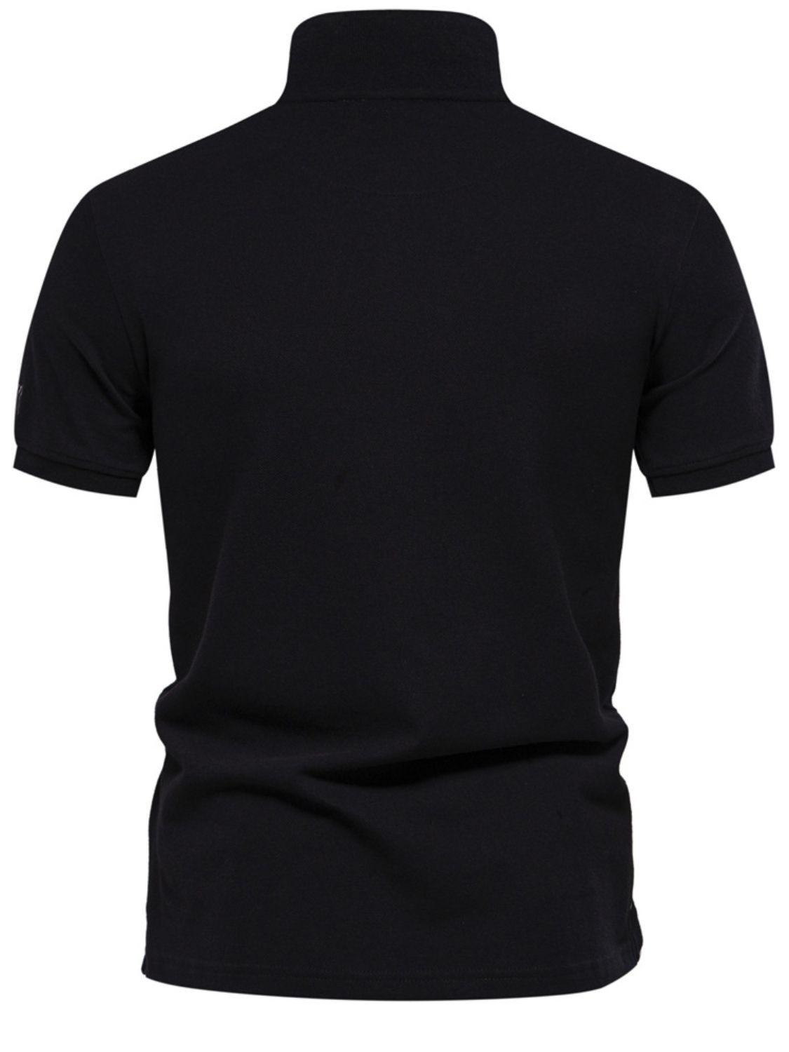 Men's Collared Neck Geometric Embroidered Polo