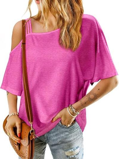 Asymmetrical Neck Half Sleeve T-Shirt