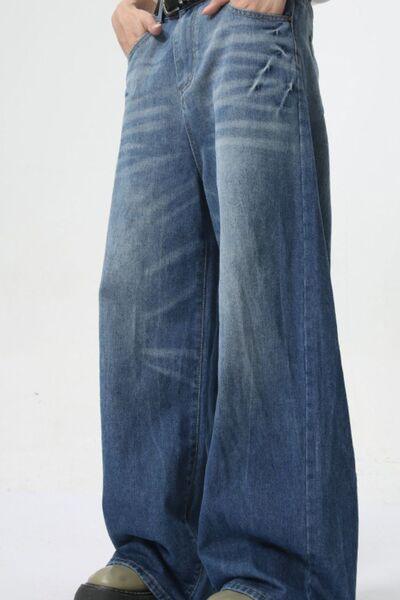 Wide Leg Men's Jeans with Pockets