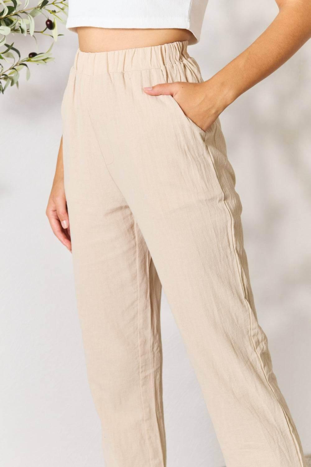 Shiny Pull-On Pants with Pockets