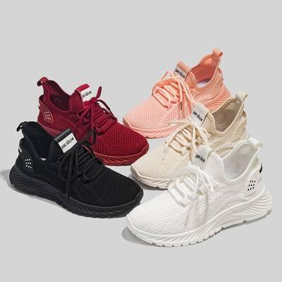Mesh Lace-Up Platform Athletic Shoes - Clothes For Her Online Store