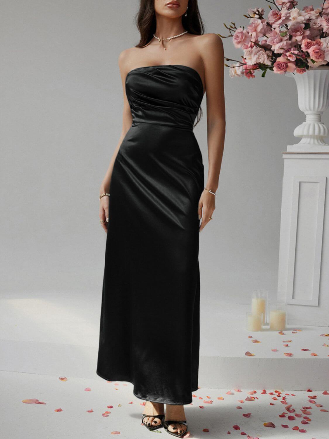 Devine Ruched Tube Maxi Dress