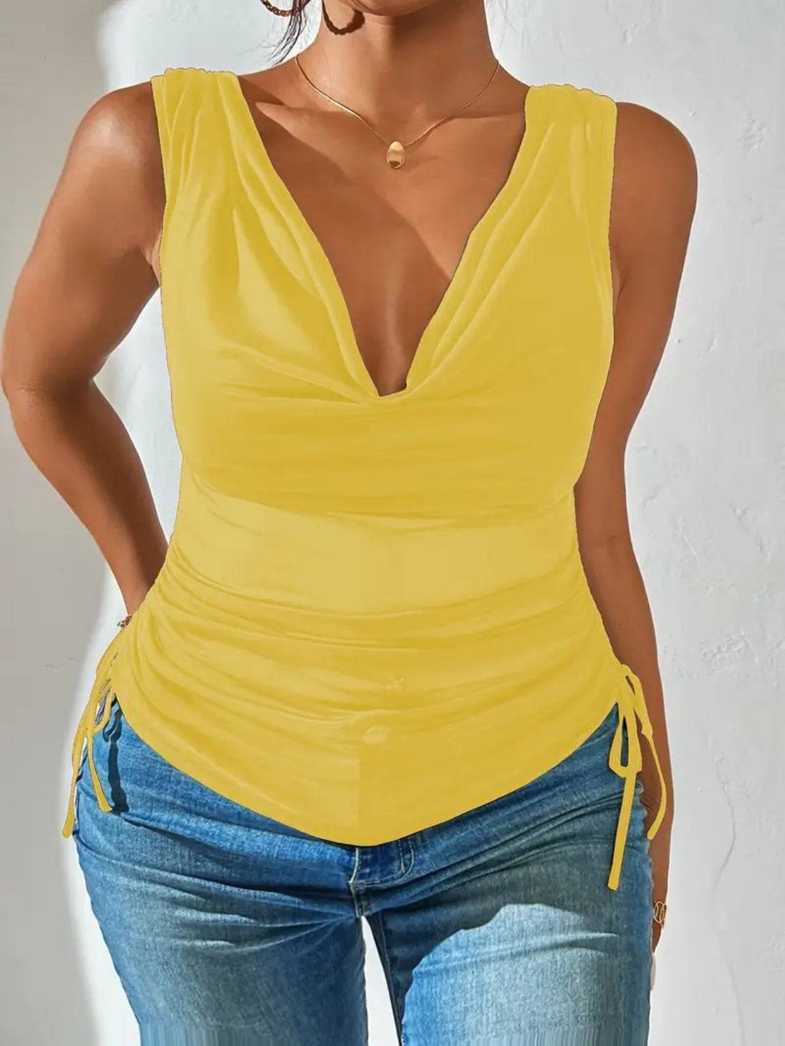 Side Drawstring Ruched Tank - Clothes For Her Online Store