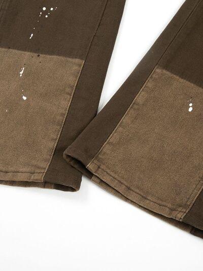 Men's Color Block Jeans with Pockets