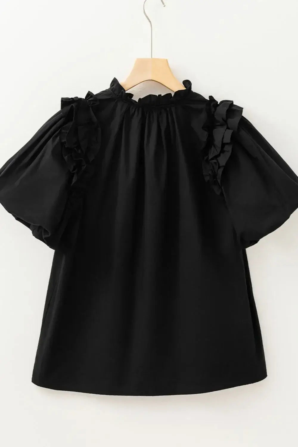 Ruffled Puff Short Sleeve Loose Blouse