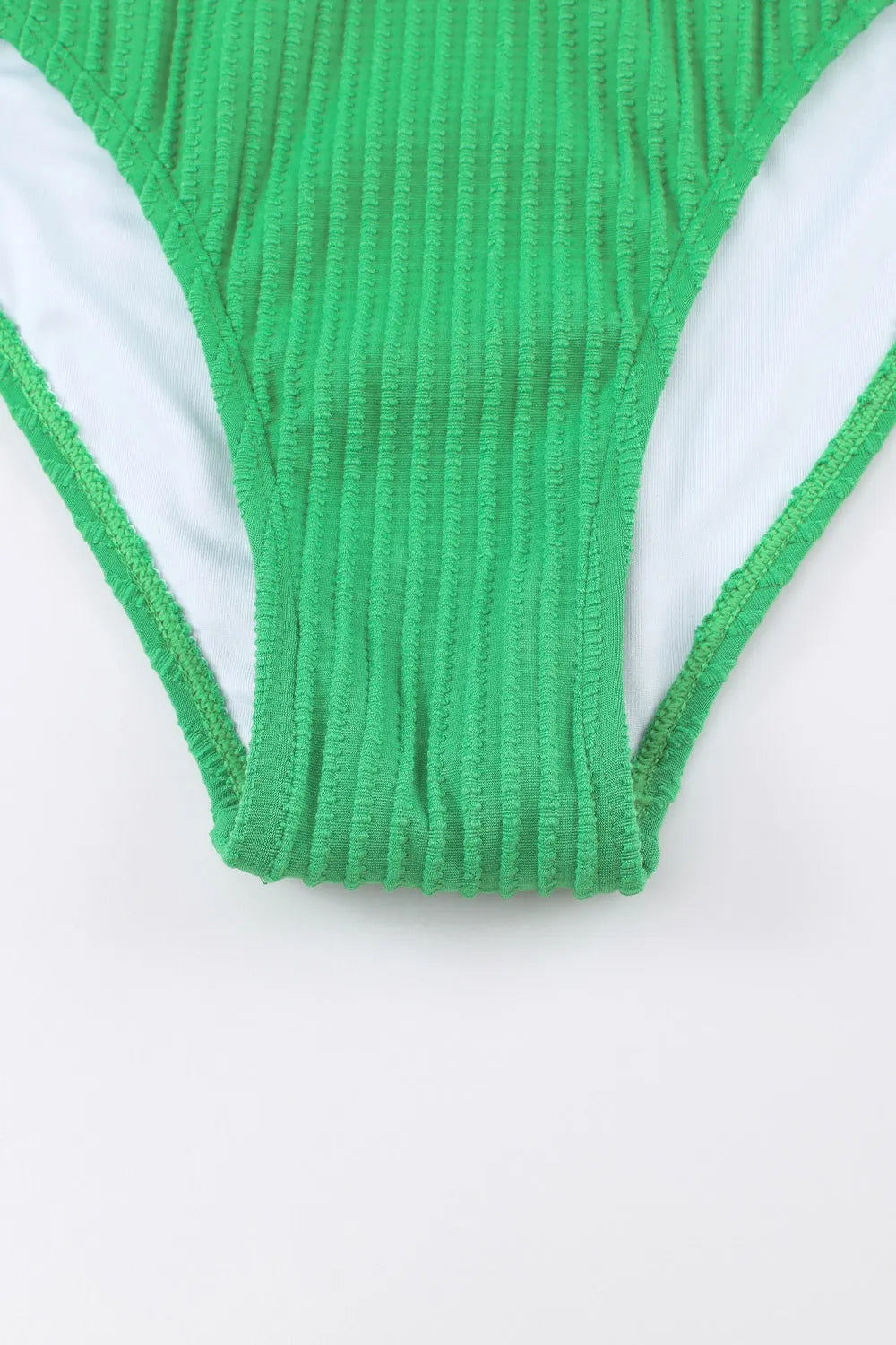 Textured Contrast Banding Bikini High Waist 2pcs Swimsuit