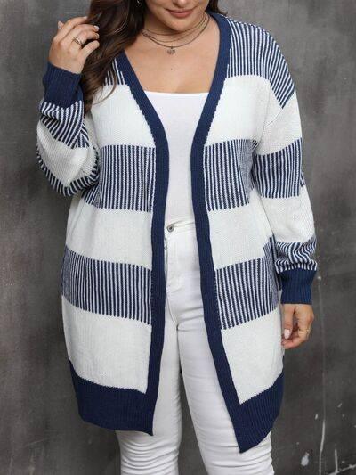 Plus Size Open Front Long Sleeve Cardigan - Clothes For Her Online Store