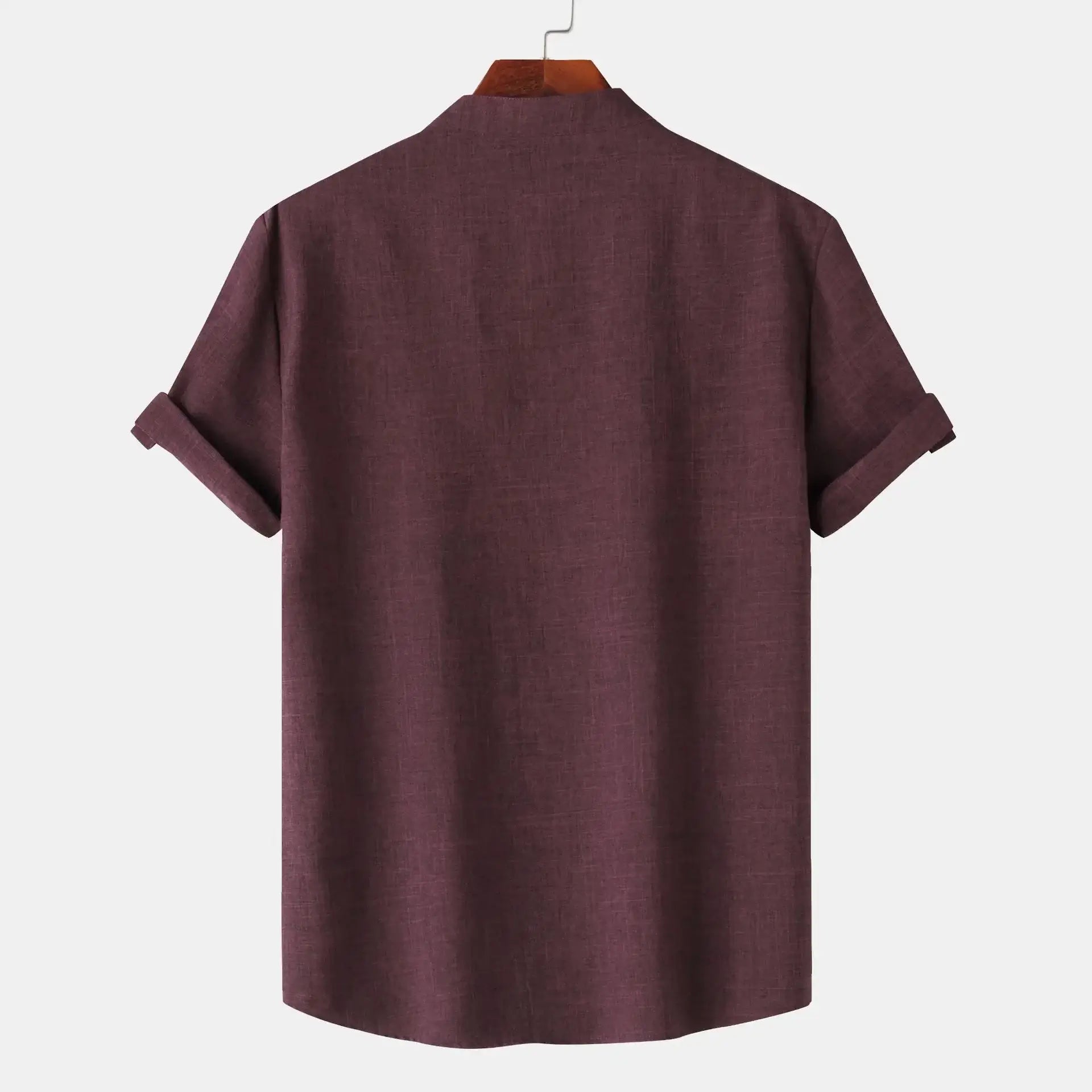 Men's Casual Linen Blend Mandarin Collar Short Sleeve Henley Shirt