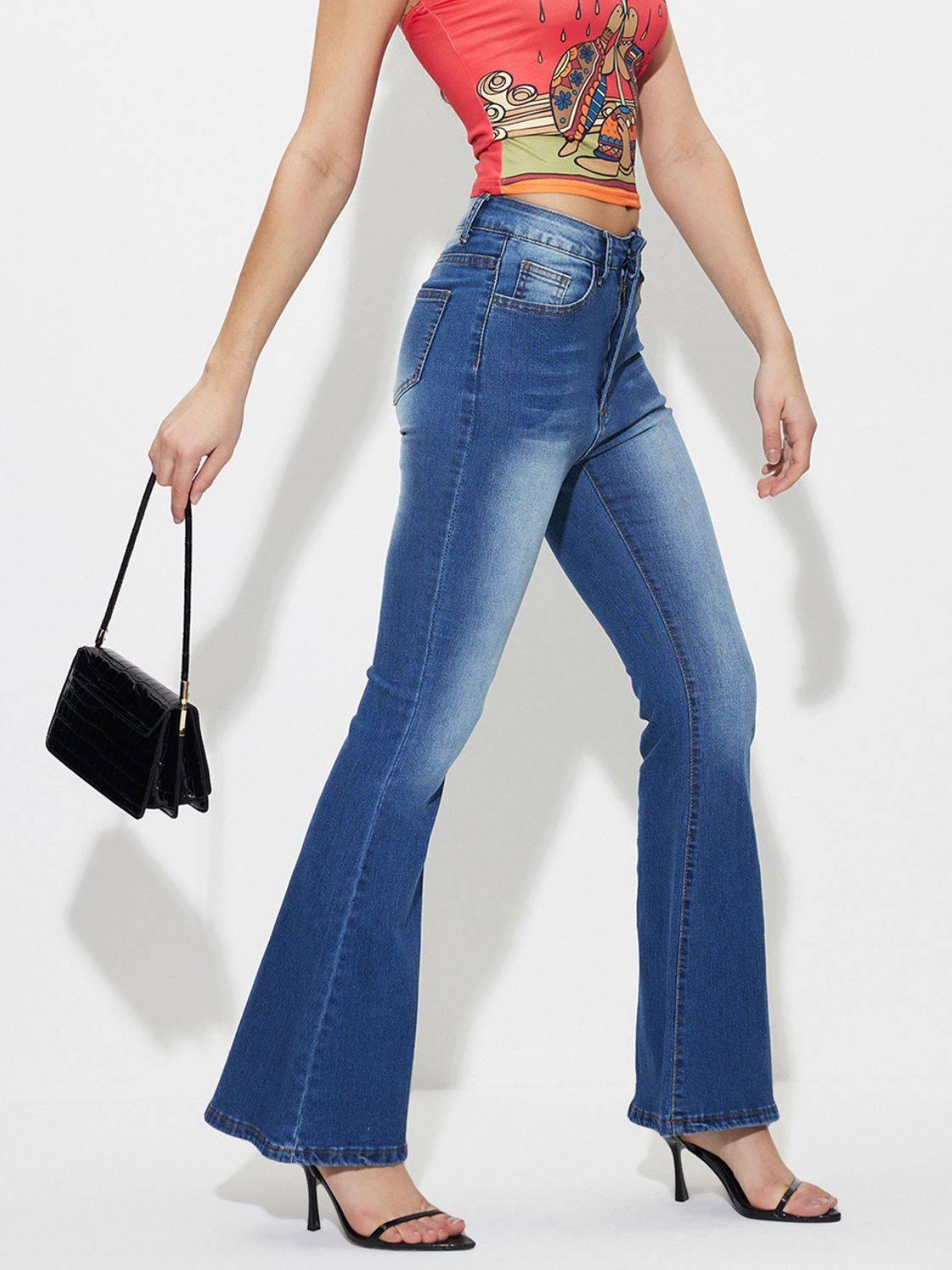 Mid-Rise Waist Bootcut Jeans - Clothes For Her Online Store