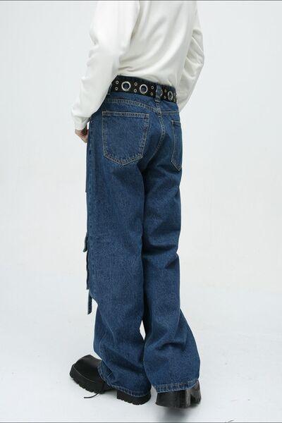 Mid Rise Men's Jeans with Cargo Pockets - Clothes For Her Online Store