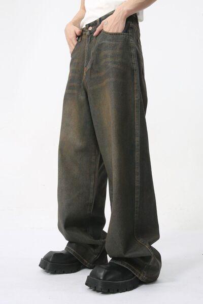 Wide Leg Men's Jeans with Pockets