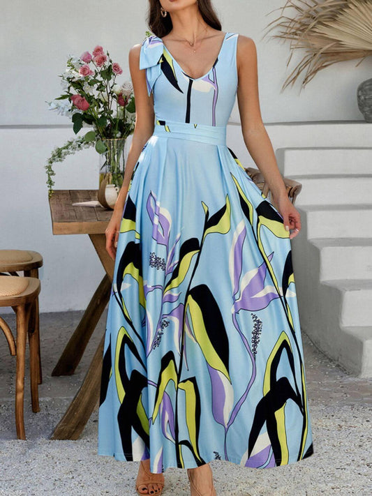 Devine Printed Sleeveless Maxi Dress - Clothes For Her Online Store