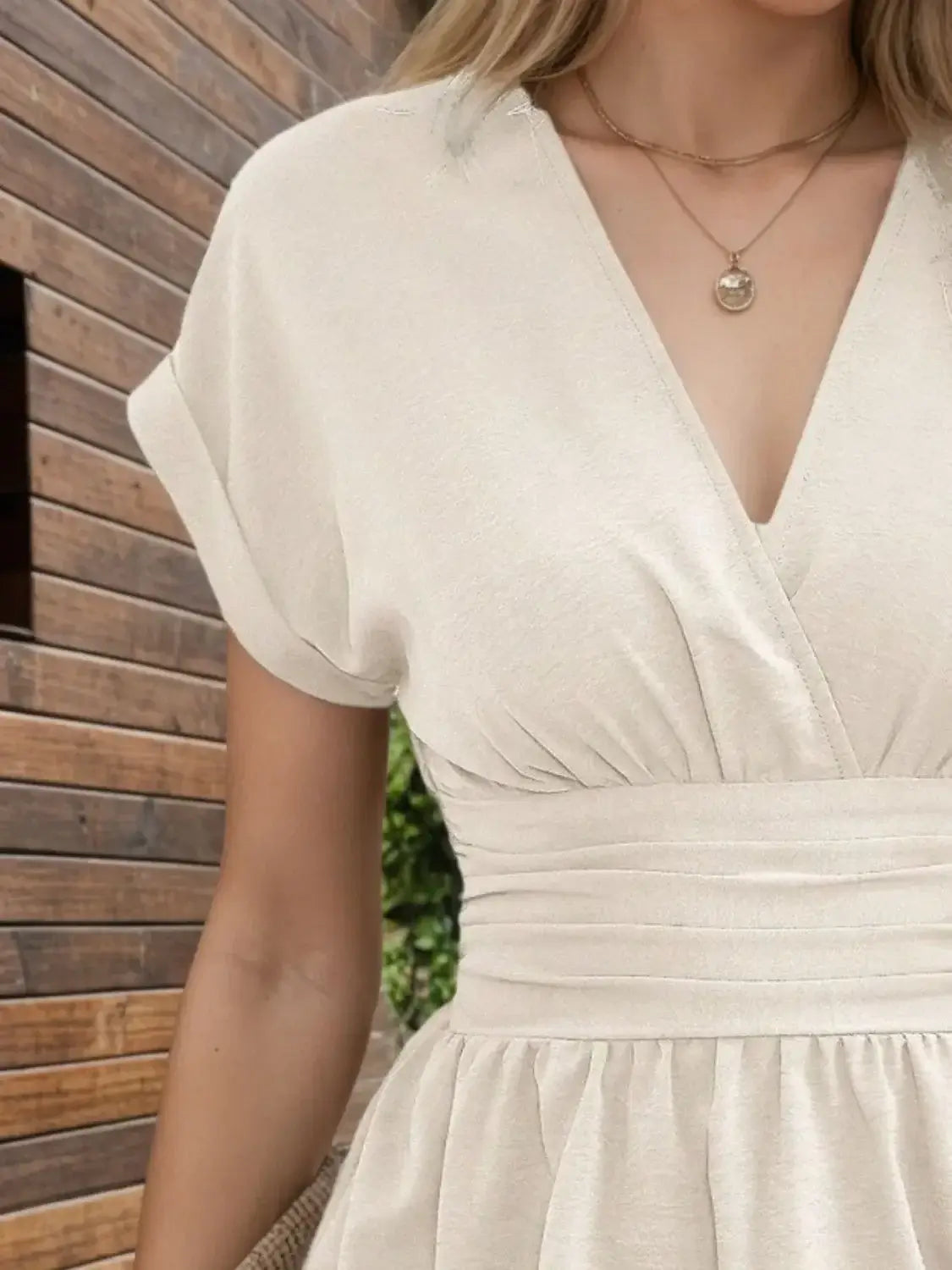 Surplice Short Sleeve Blouse