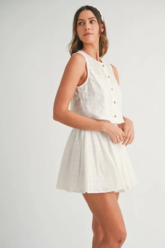 MABLE Eyelet Lace Top and Mini Skirt Set - Clothes For Her Online Store
